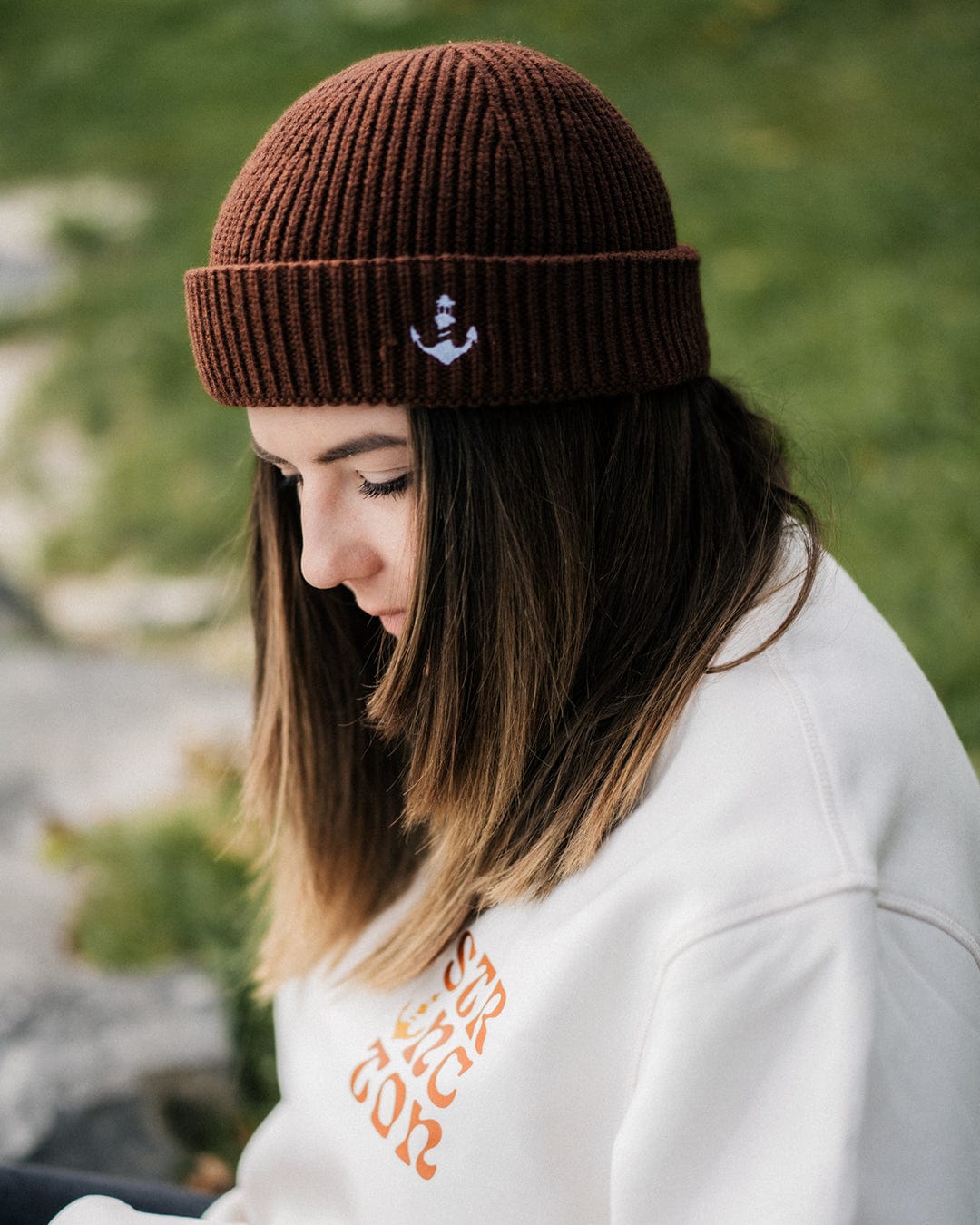 Logo Stitch Harbour Beanie - Walnut