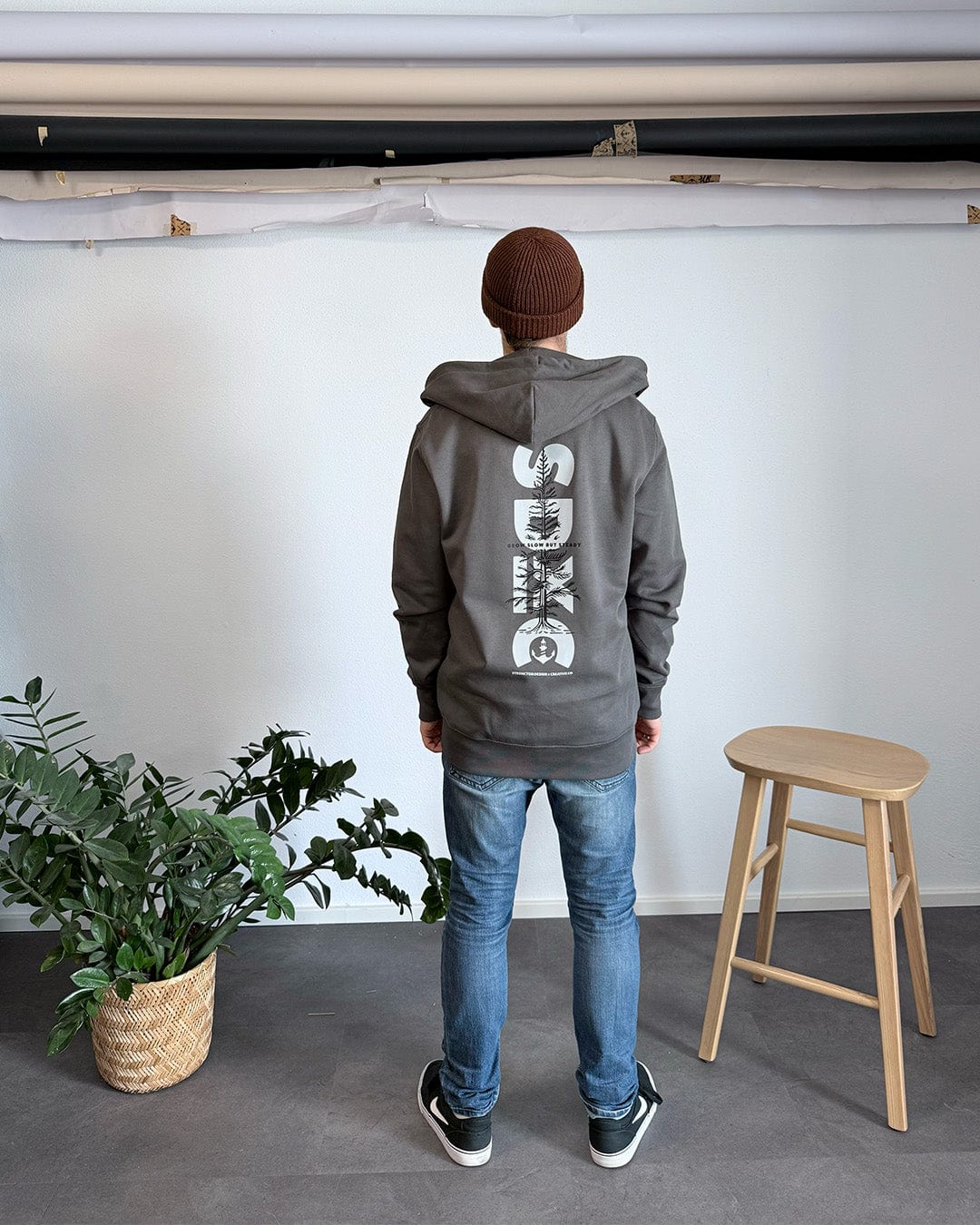 Grow Steady Organic Zip Hoodie - Anthracite