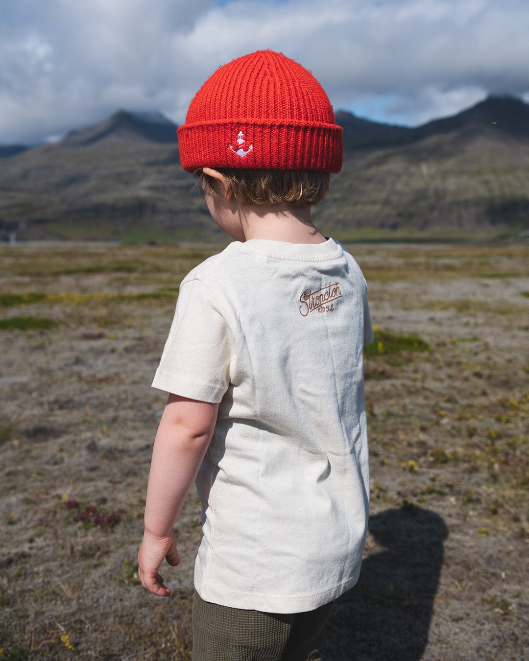 Logo Stitch Harbour Beanie - Fire Red