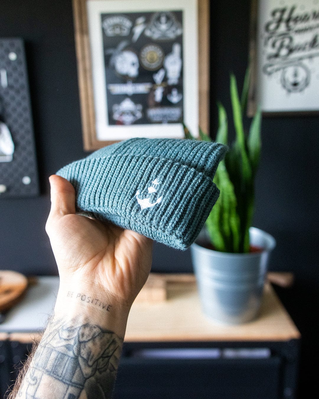 Logo Stitch Harbour Beanie - Marine Green