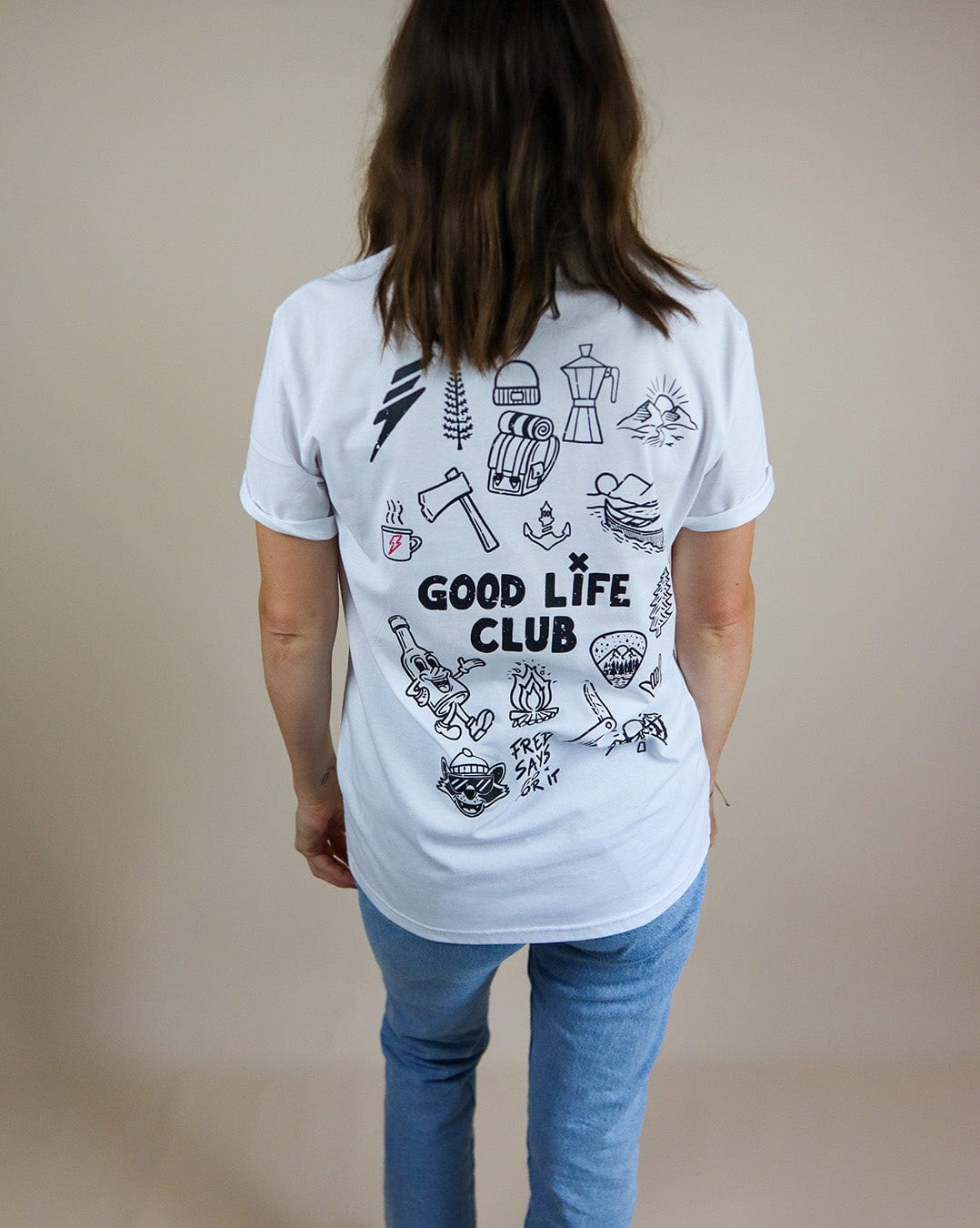 Good Life Club T-Shirt - White / Pink