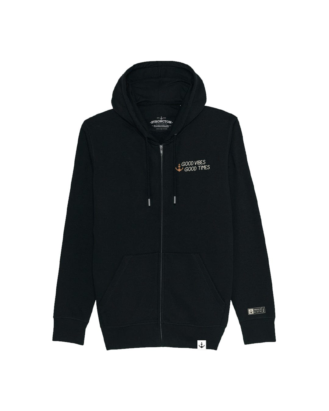 Good Vibes Good Times Zip Hoodie (Black)